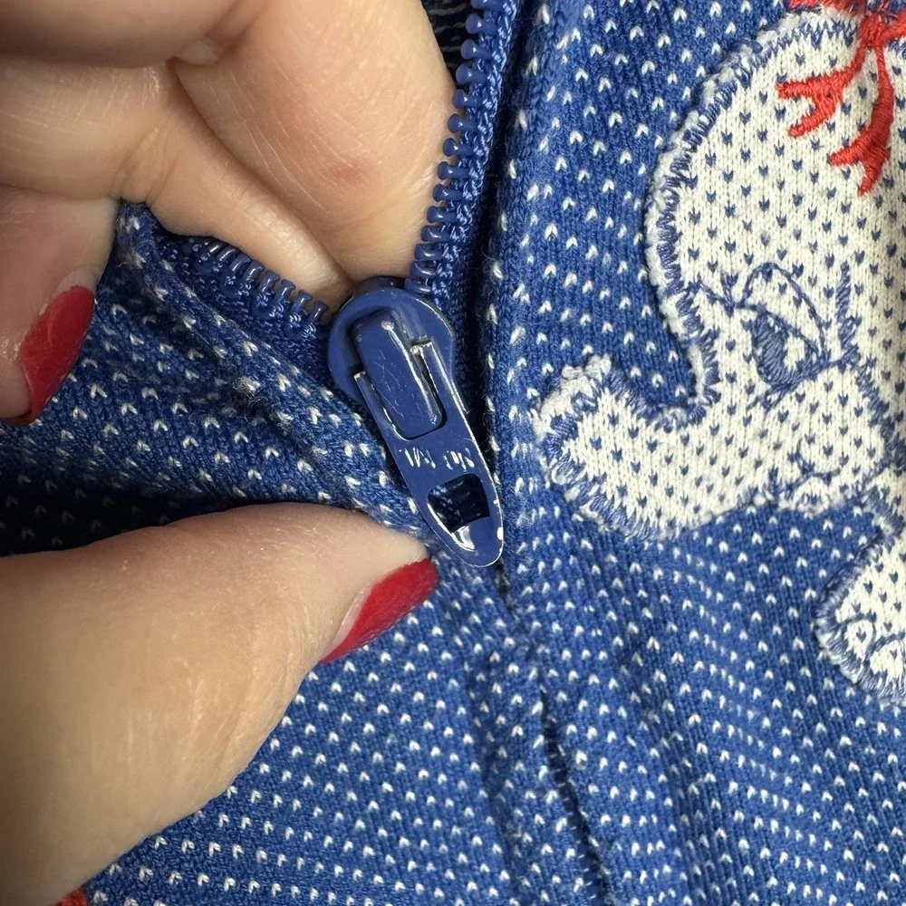 Vintage‎ Heathtex Baby Girls Jacket With Hood 1970s Size 24 Month Blue Elephant